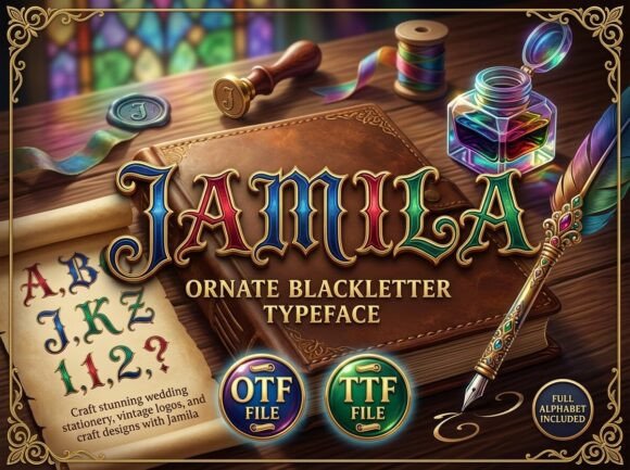Jamila: An Ornate Blackletter Typeface for Fantasy & Elegance